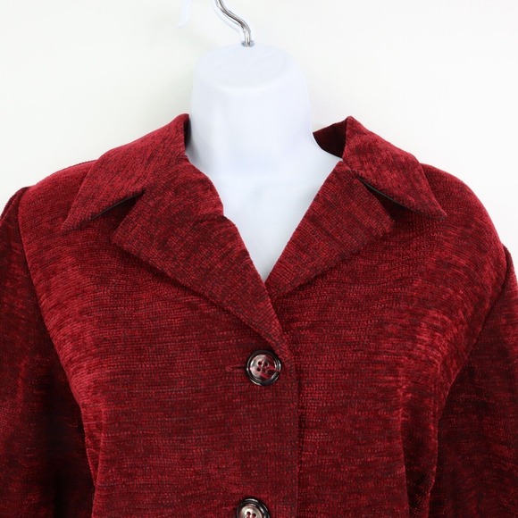 Fashion Bug Blazer Jacket Lined Womens Size 14W/16W Deep Red‎ Shoulder Pads - Picture 4 of 7